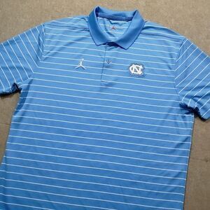 Jordan Blue North Carolina Striped On Field Polo Dri-Fit Shirt -B